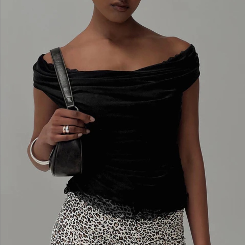 Princess Polly Black Off-Shoulder Top